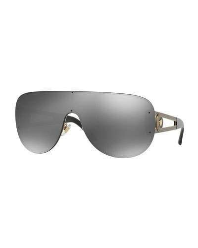 versace mirrored greek key shield sunglasses gold black|Greca Sunglasses Black .